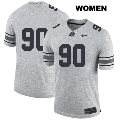 Women's NCAA Ohio State Buckeyes Bryan Kristan #90 College Stitched No Name Authentic Nike Gray Football Jersey KA20H81PU